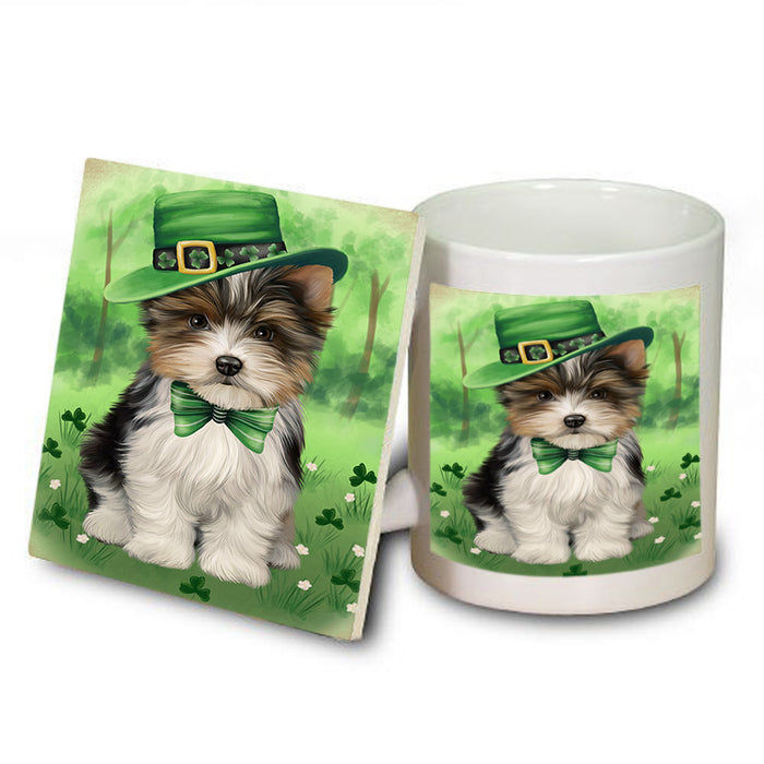 St. Patricks Day Irish Portrait Biewer Terrier Dog Mug and Coaster Set MUC56976