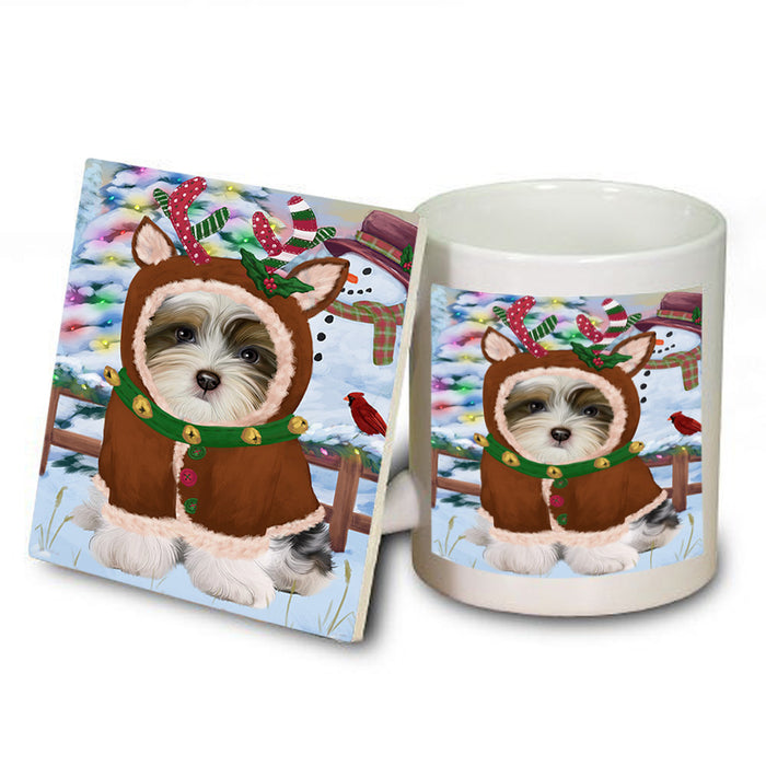 Christmas Gingerbread House Candyfest Biewer Terrier Dog Mug and Coaster Set MUC56181
