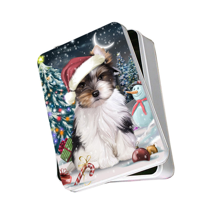 Have a Holly Jolly Biewer Terrier Dog Christmas Photo Storage Tin PITN51634
