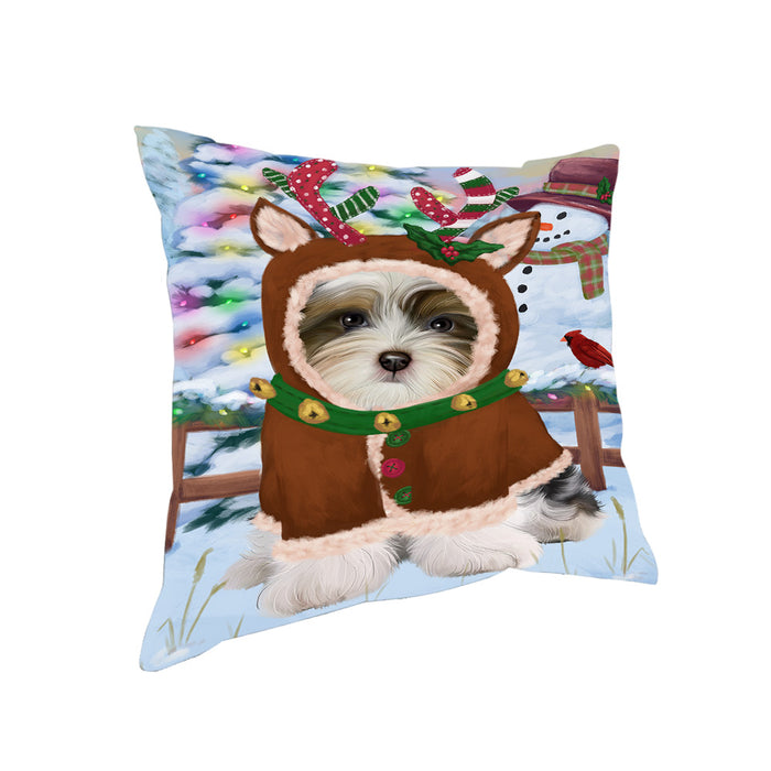 Christmas Gingerbread House Candyfest Biewer Terrier Dog Pillow PIL79048