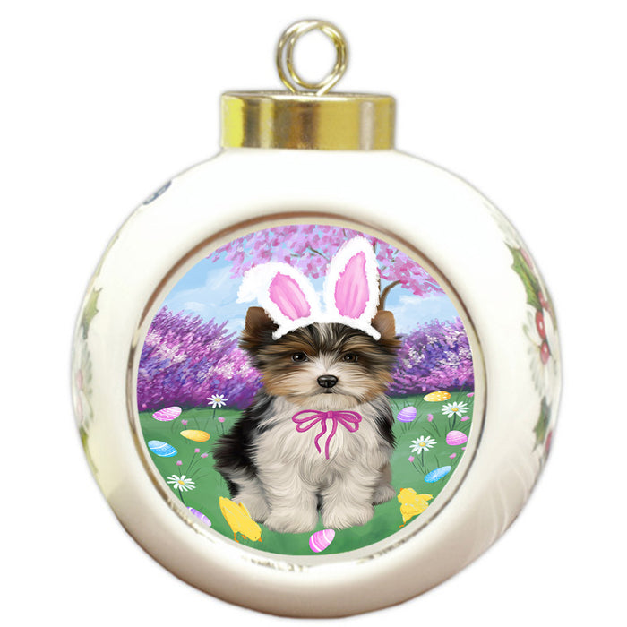 Easter Holiday Biewer Terrier Dog Round Ball Christmas Ornament RBPOR57281