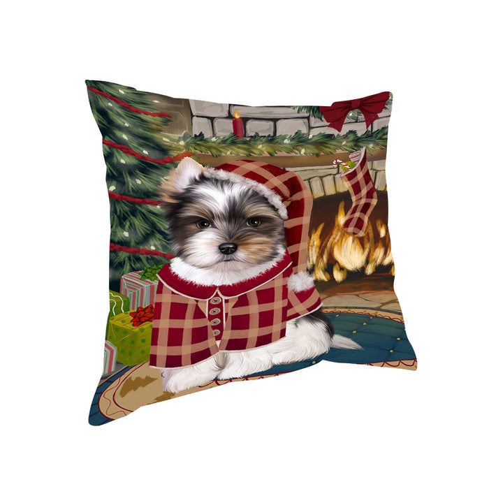 The Stocking was Hung Biewer Terrier Dog Pillow PIL69800