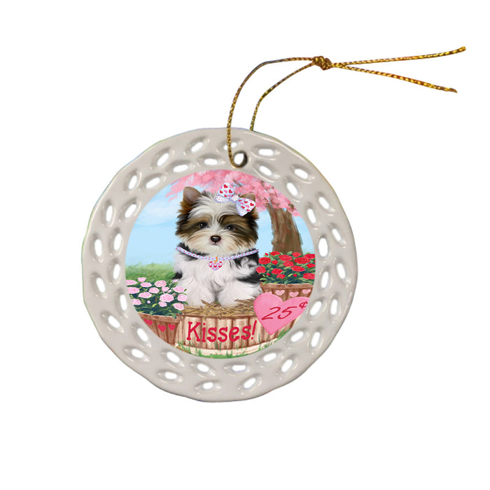 Rosie 25 Cent Kisses Biewer Terrier Dog Ceramic Doily Ornament DPOR56287