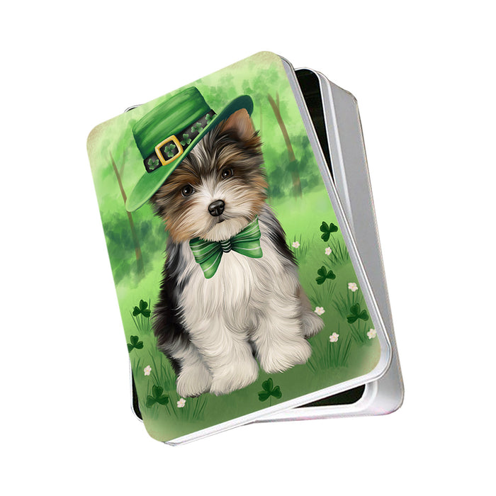 St. Patricks Day Irish Portrait Biewer Terrier Dog Photo Storage Tin PITN56927