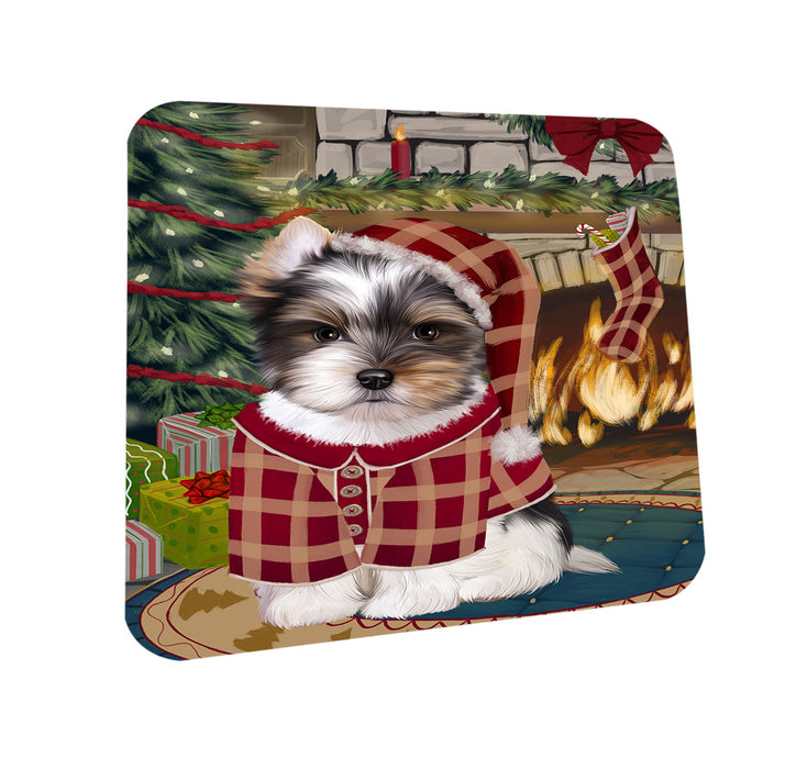 The Stocking was Hung Biewer Terrier Dog Coasters Set of 4 CST55176