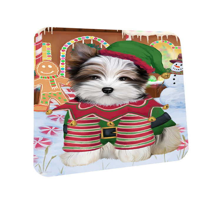 Christmas Gingerbread House Candyfest Biewer Terrier Dog Coasters Set of 4 CST56148