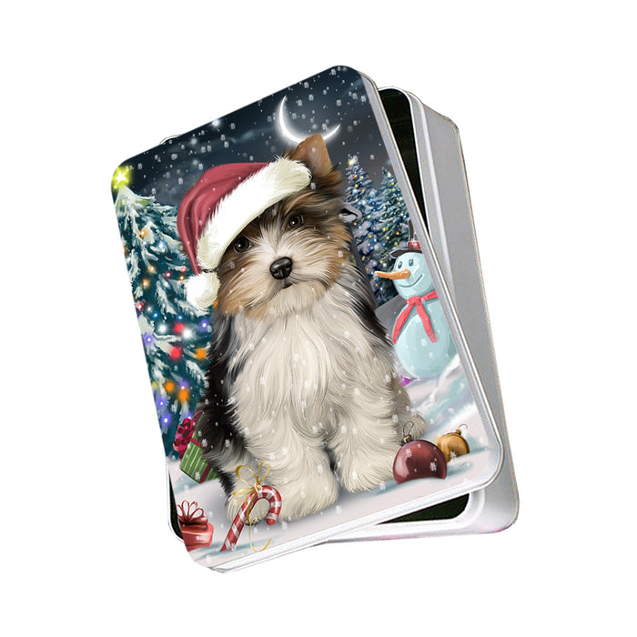 Have a Holly Jolly Biewer Terrier Dog Christmas Photo Storage Tin PITN51635