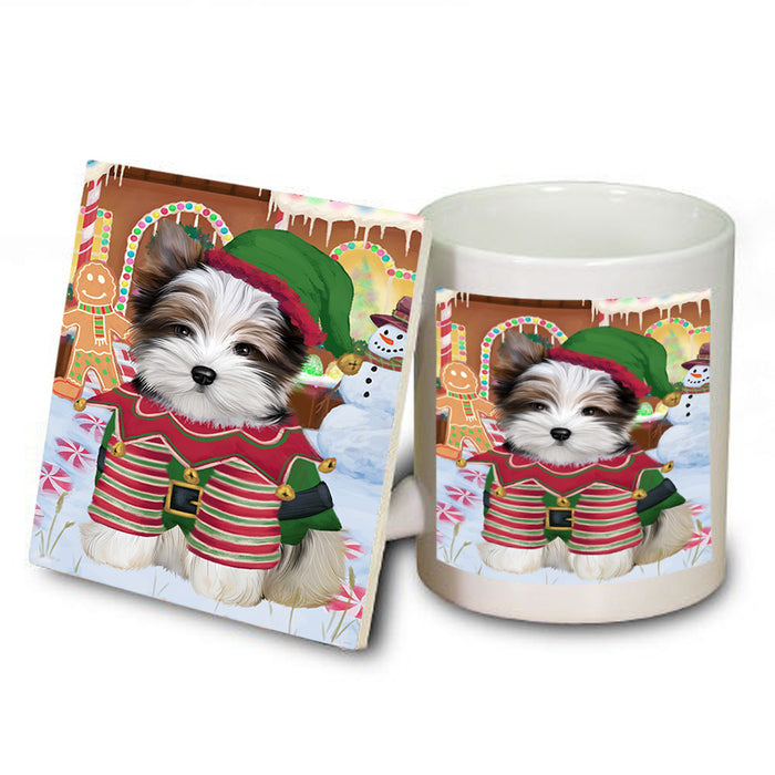 Christmas Gingerbread House Candyfest Biewer Terrier Dog Mug and Coaster Set MUC56182