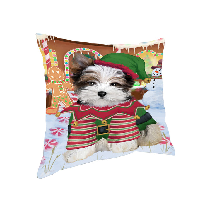 Christmas Gingerbread House Candyfest Biewer Terrier Dog Pillow PIL79052