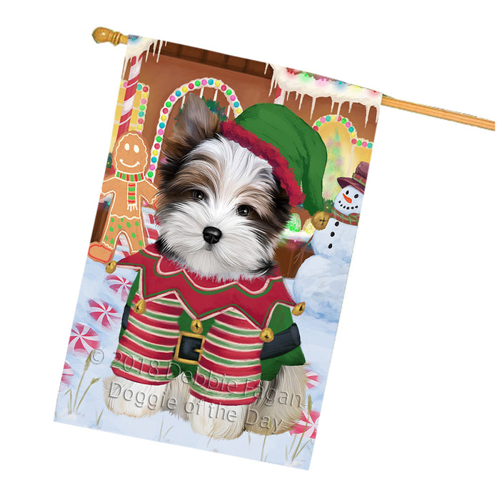 Christmas Gingerbread House Candyfest Biewer Terrier Dog House Flag FLG56874
