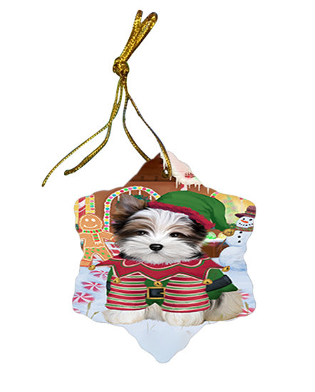 Christmas Gingerbread House Candyfest Biewer Terrier Dog Star Porcelain Ornament SPOR56546