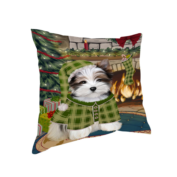 The Stocking was Hung Biewer Terrier Dog Pillow PIL69804