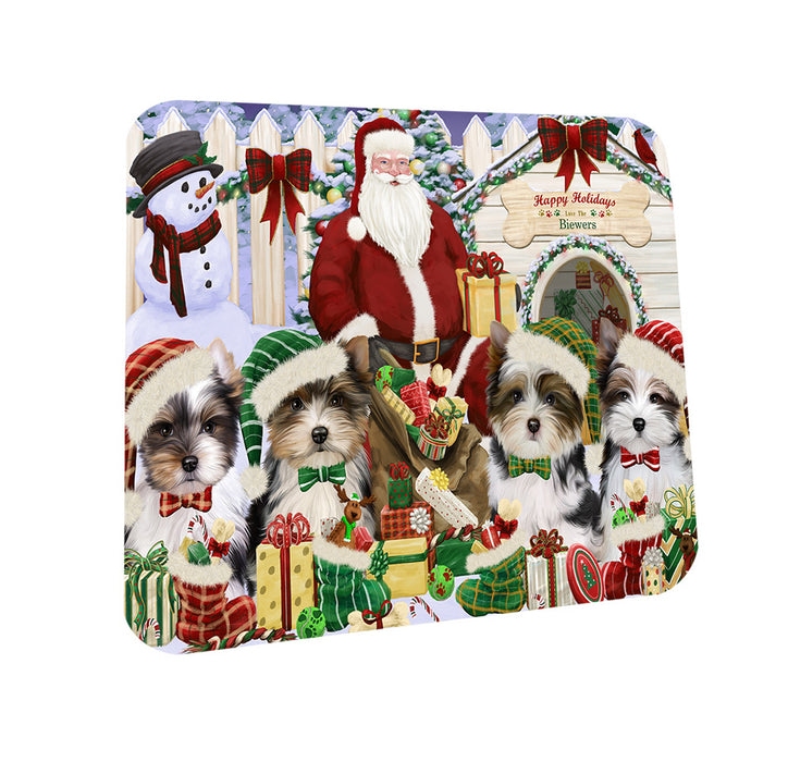 Christmas Dog House Biewer Terriers Dog Coasters Set of 4 CST52556