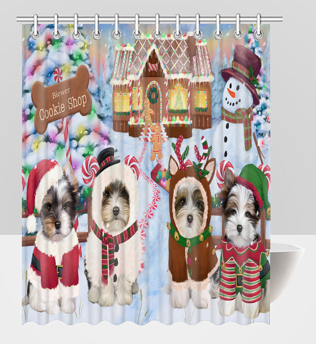 Holiday Gingerbread Cookie Biewer Dogs Shower Curtain