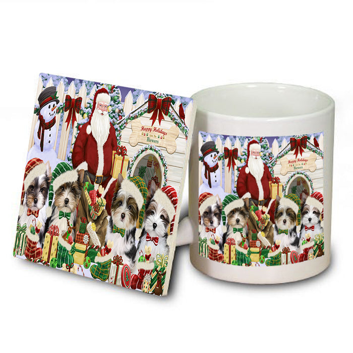 Christmas Dog House Biewer Terriers Dog Mug and Coaster Set MUC52589