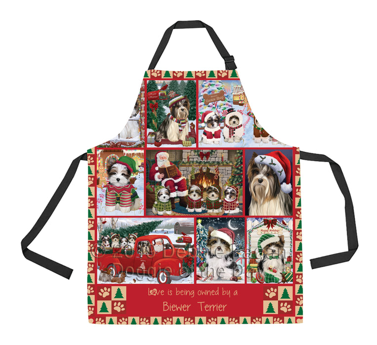 Love is Being Owned Christmas Biewer Terrier Dogs Apron