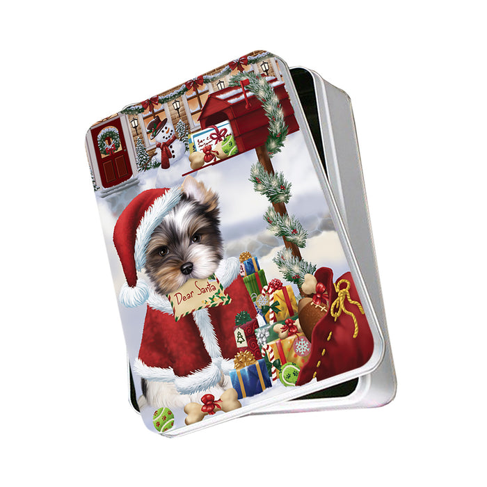 Biewer Terrier Dog Dear Santa Letter Christmas Holiday Mailbox Photo Storage Tin PITN53524