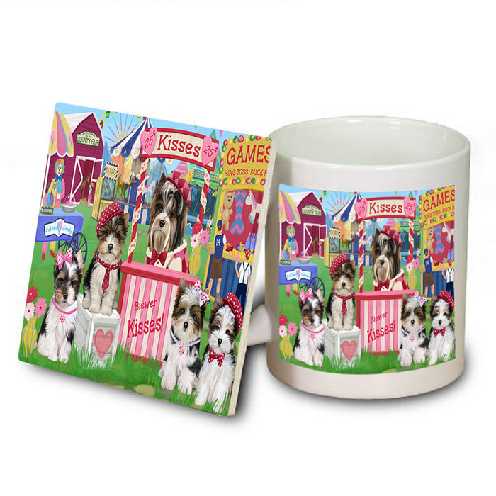 Carnival Kissing Booth Biewer Terriers Dog Mug and Coaster Set MUC55885