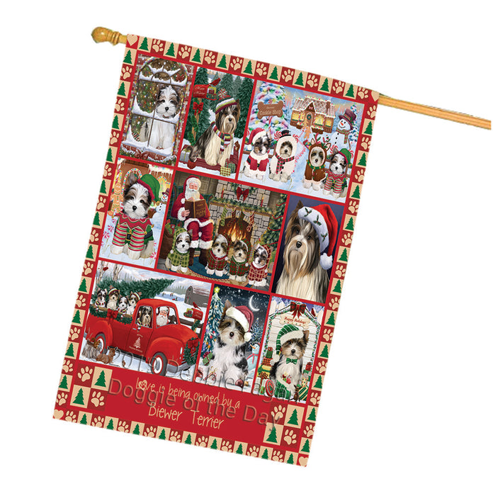 Love is Being Owned Christmas Biewer Terrier Dogs House Flag FLG66041