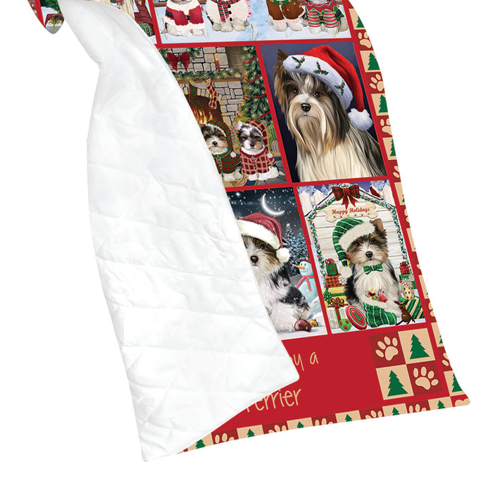 Love is Being Owned Christmas Biewer Terrier Dogs Quilt