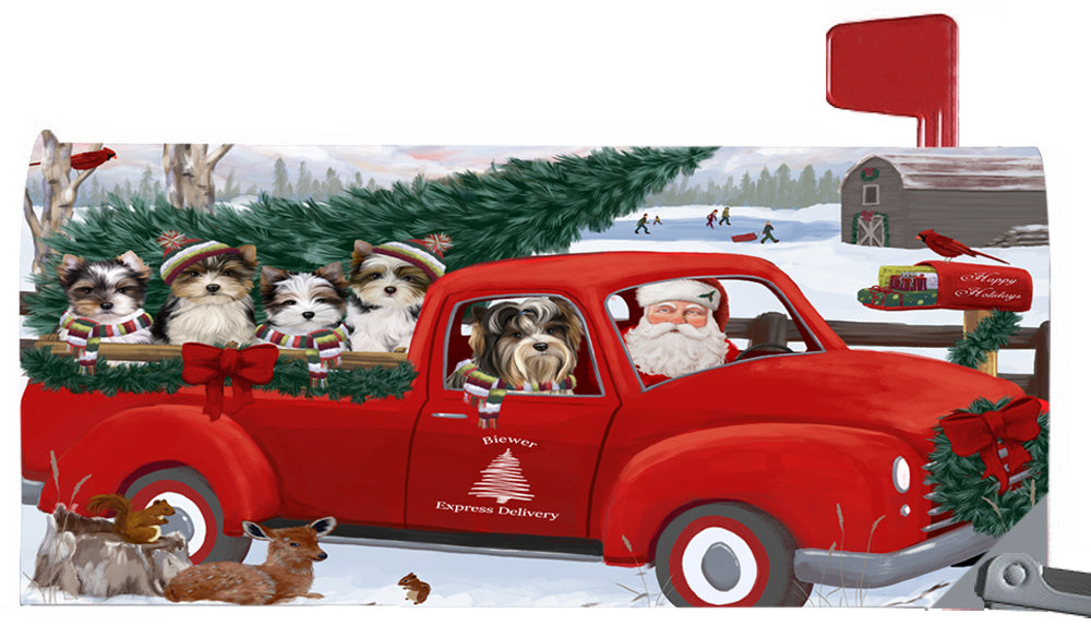 Magnetic Mailbox Cover Christmas Santa Express Delivery Biewer Terriers Dog MBC48297