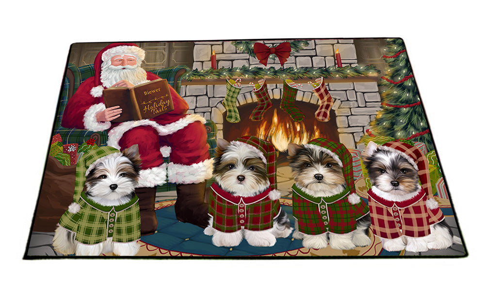 Christmas Cozy Holiday Tails Biewer Terriers Dog Floormat FLMS52593
