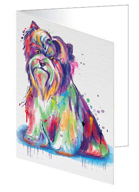 Watercolor Biewer Terrier Dog Handmade Artwork Assorted Pets Greeting Cards and Note Cards with Envelopes for All Occasions and Holiday Seasons GCD77036