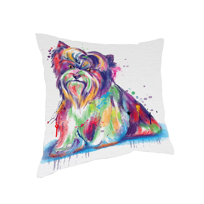 Watercolor Biewer Terrier Dog Pillow PIL83736