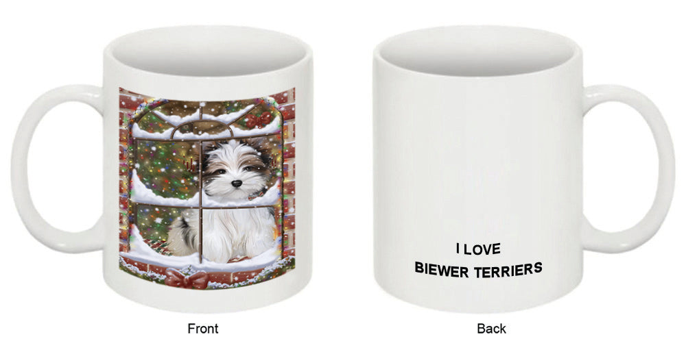 Please Come Home For Christmas Biewer Terrier Dog Sitting In Window Coffee Mug MUG49015