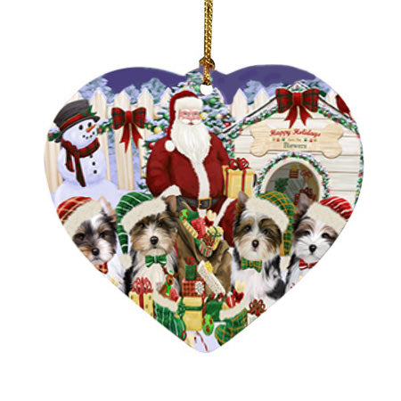 Christmas Dog House Biewer Terriers Dog Heart Christmas Ornament HPOR52597