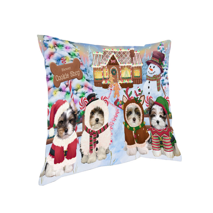 Holiday Gingerbread Cookie Shop Biewer Terriers Dog Pillow PIL78724