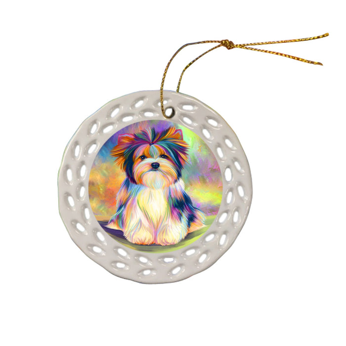 Paradise Wave Biewer Terrier Dog Ceramic Doily Ornament DPOR56414