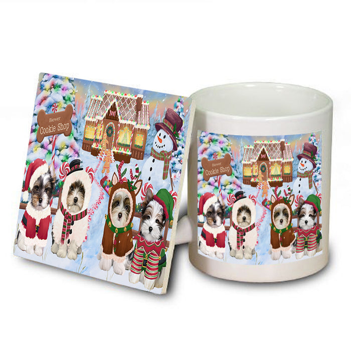 Holiday Gingerbread Cookie Shop Biewer Terriers Dog Mug and Coaster Set MUC56100