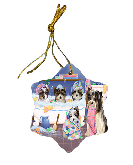 Rub A Dub Dogs In A Tub Biewer Terriers Dog Star Porcelain Ornament SPOR57122