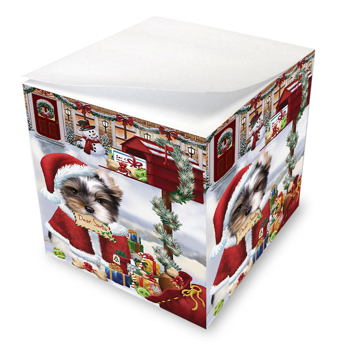 Biewer Terrier Dog Dear Santa Letter Christmas Holiday Mailbox Note Cube NOC55170