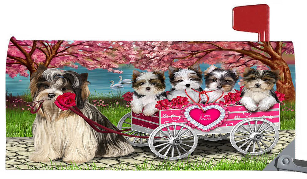 I Love Biewer Terrier Dogs in a Cart Magnetic Mailbox Cover MBC48537