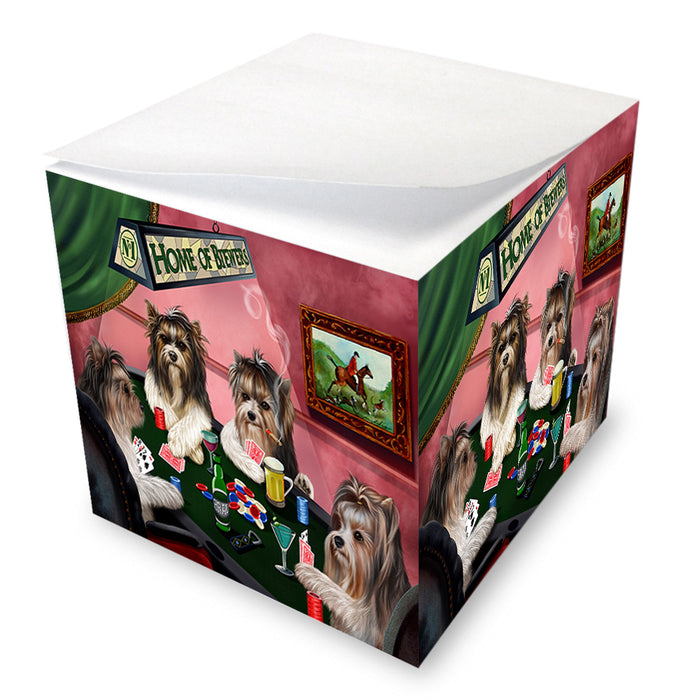 Home of Biewer Terrier 4 Dogs Playing Poker Note Cube NOC55991