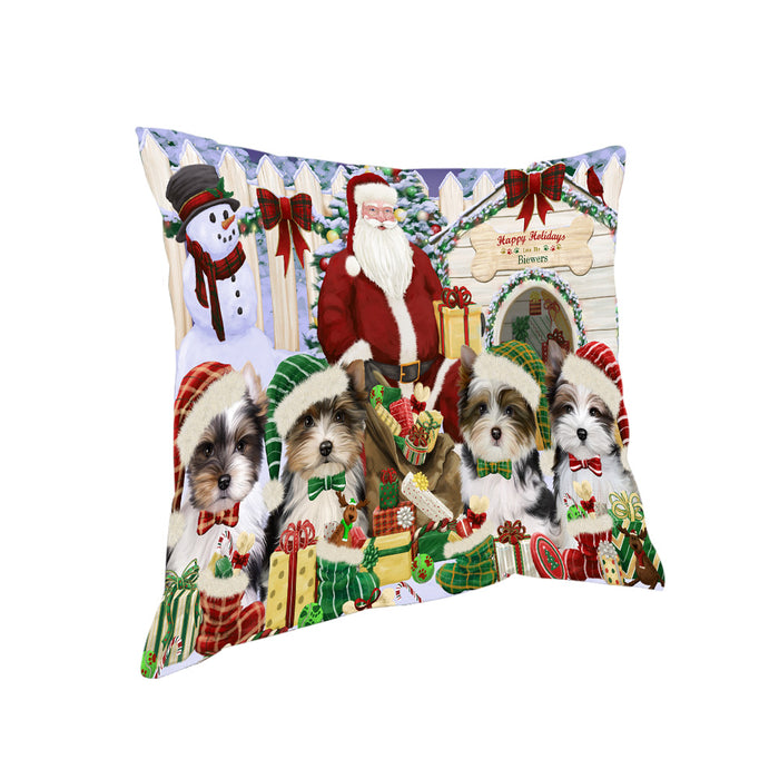Christmas Dog House Biewer Terriers Dog Pillow PIL66544