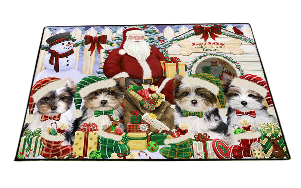 Christmas Dog House Biewer Terriers Dog Floormat FLMS51852
