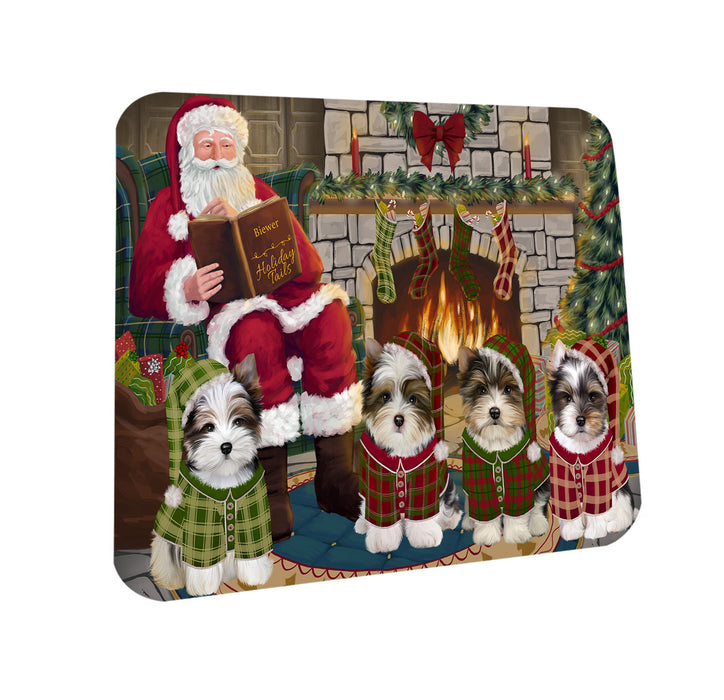 Christmas Cozy Holiday Tails Biewer Terriers Dog Coasters Set of 4 CST55060