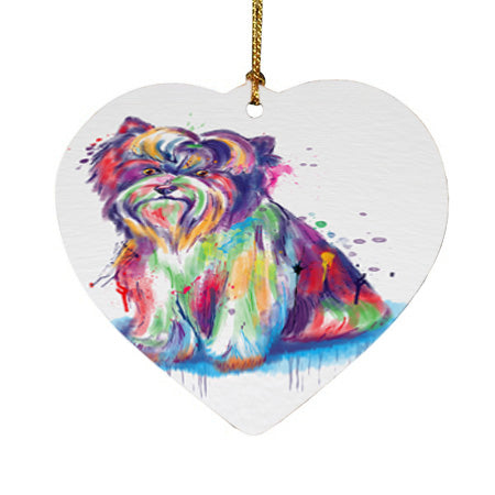 Watercolor Biewer Terrier Dog Heart Christmas Ornament HPOR57431