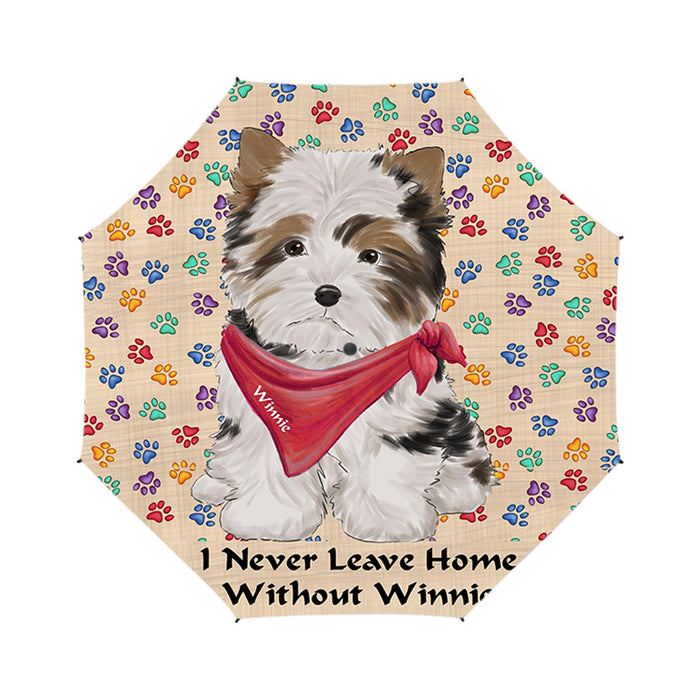 Custom Pet Name Personalized I never Leave Home Biewer Terrier Dog Semi-Automatic Foldable Umbrella