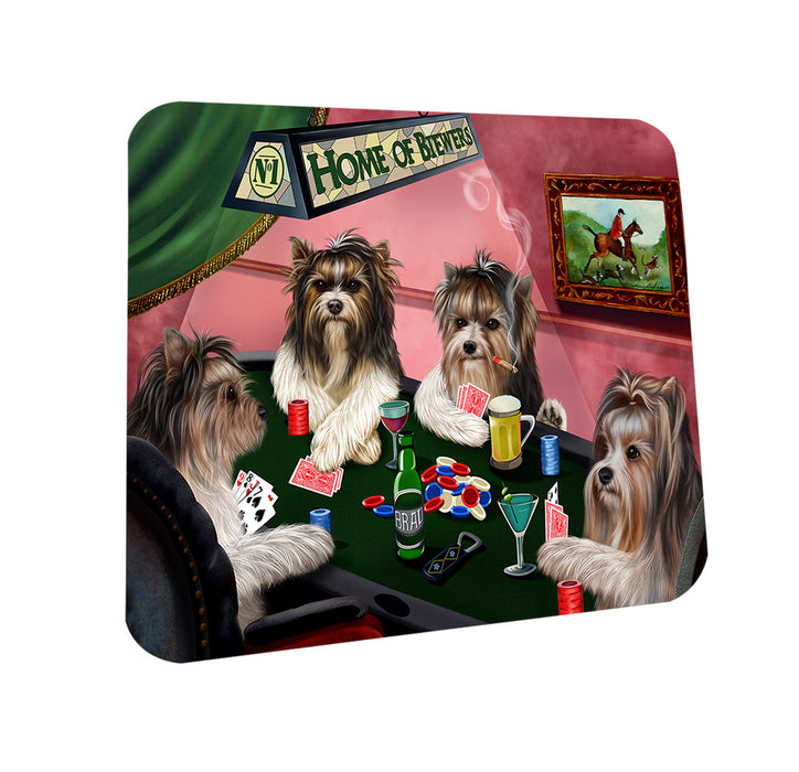 Home of Biewer Terrier 4 Dogs Playing Poker Coasters Set of 4 CST54303