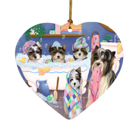 Rub A Dub Dogs In A Tub Biewer Terriers Dog Heart Christmas Ornament HPOR57122