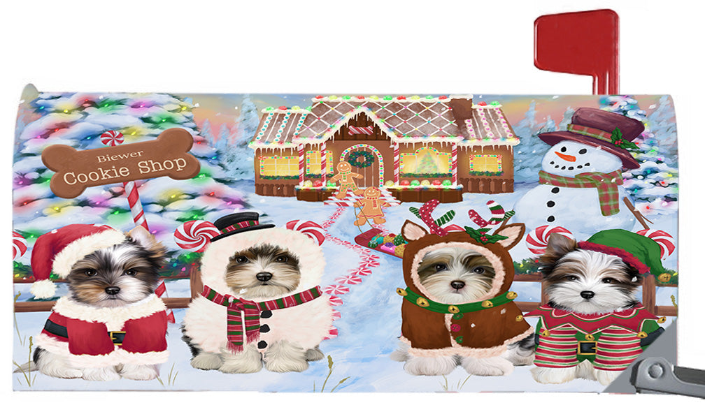 Christmas Holiday Gingerbread Cookie Shop Biewer Dogs 6.5 x 19 Inches Magnetic Mailbox Cover Post Box Cover Wraps Garden Yard Décor MBC48969