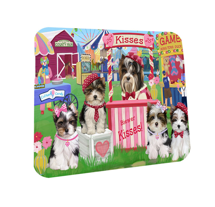 Carnival Kissing Booth Biewer Terriers Dog Coasters Set of 4 CST55851