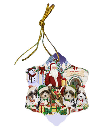 Christmas Dog House Biewer Terriers Dog Star Porcelain Ornament SPOR52588