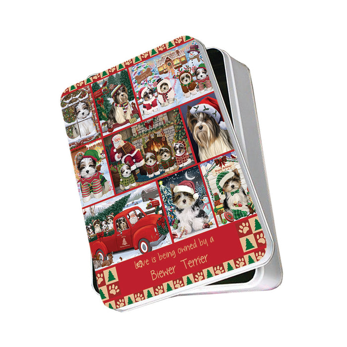 Love is Being Owned Christmas Biewer Terrier Dogs Photo Storage Tin PITN57145