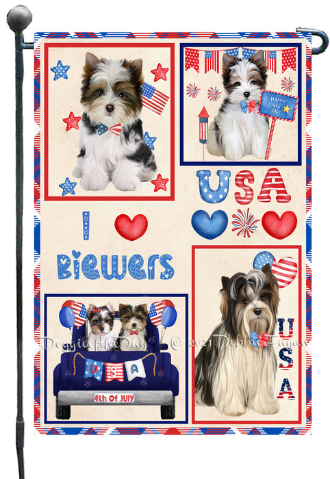 4th of July Independence Day I Love USA Biewer Dogs Garden Flag GFLG66875