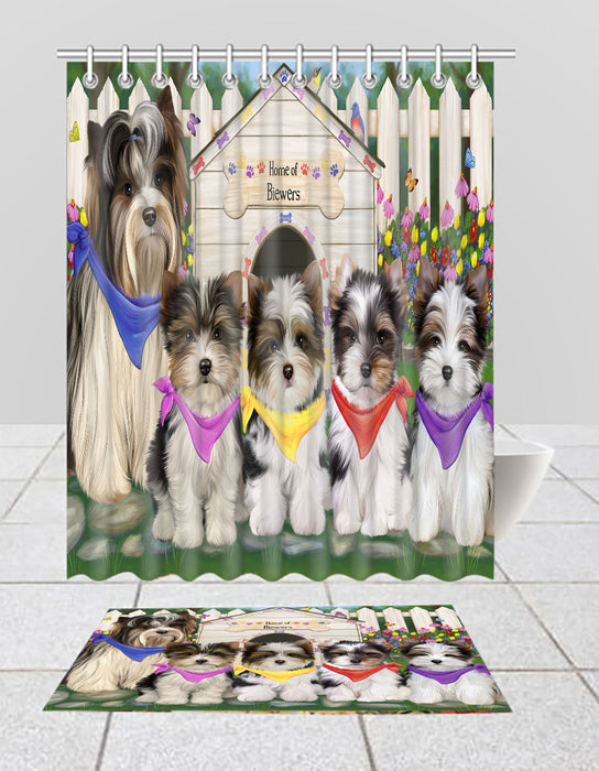 Spring Dog House Biewer Dogs Bath Mat and Shower Curtain Combo